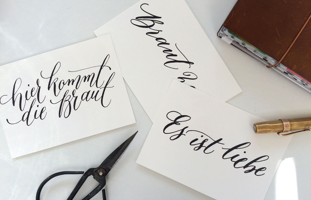 Free download von Kalligrafie Postkarten von Nicnillas Ink für eure Hochzeit