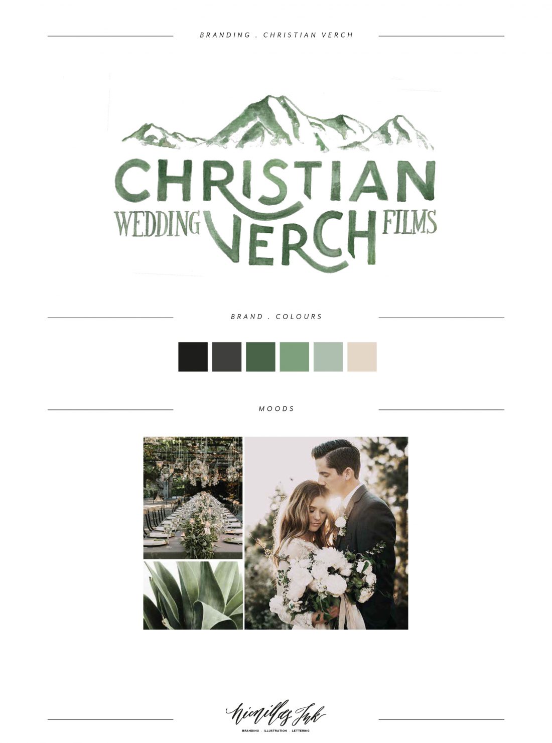 Branding board for Christian Verch Wedding Films . By Nicnillas Ink